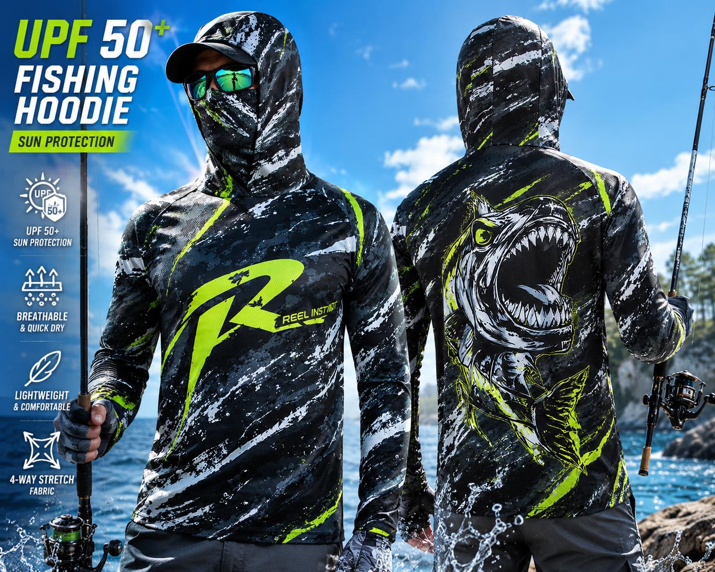 Fishing Mask Sun Protection - Outdoor Sun Protective Long Sleeve Fishing