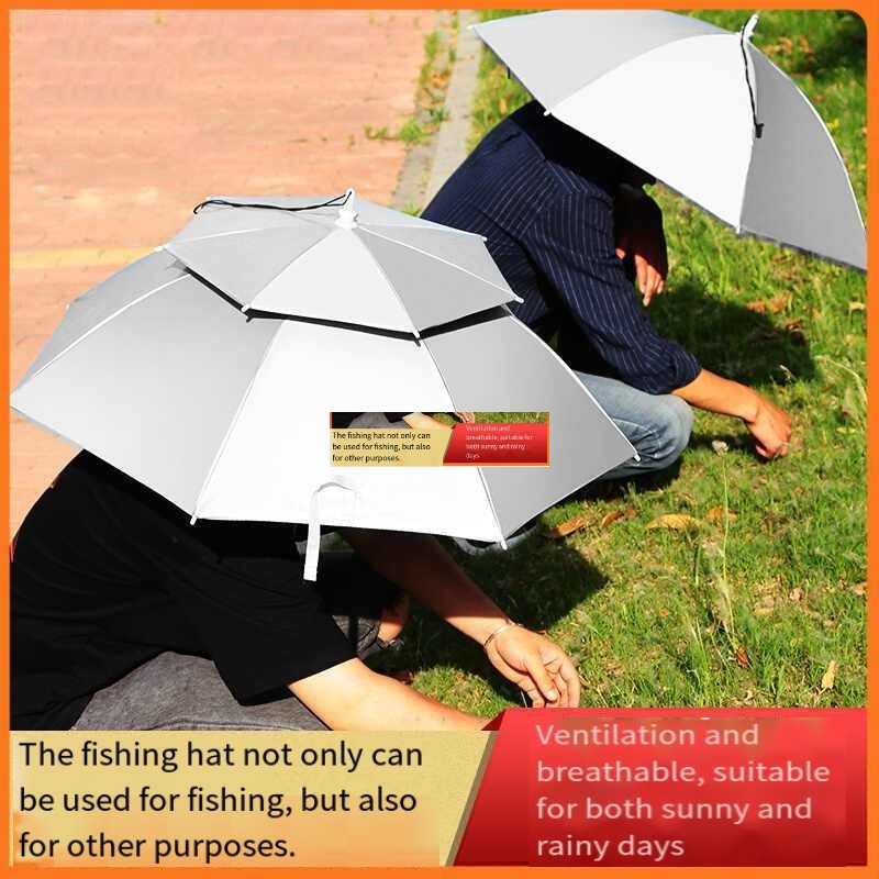 Umbrella hat Head-mounted doub - Fishing Hat 评论和价格